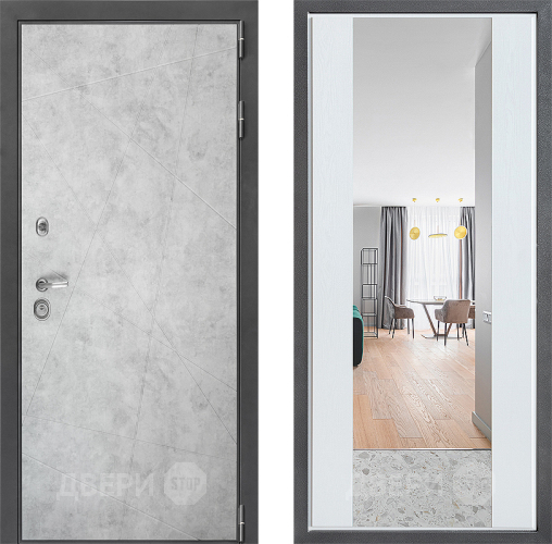 Входная металлическая Дверь Дверной континент ДК-3/743 ФЛЗ-1 Зеркало Белое дерево в Лыткарино