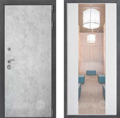 Входная металлическая Дверь Дверной континент ДК-3/743 ФЛЗ-1 Зеркало Белый софт в Лыткарино