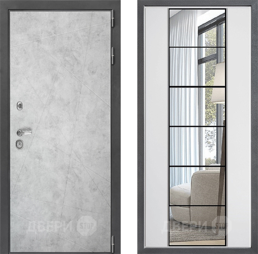 Входная металлическая Дверь Дверной континент ДК-3/743 ФЛЗ-2 Зеркало Белый софт в Лыткарино