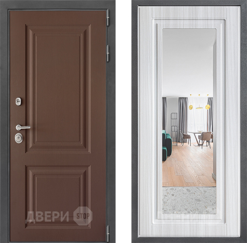 Входная металлическая Дверь Дверной континент ДК-3/729 ФЛЗ Зеркало Сандал белый в Лыткарино