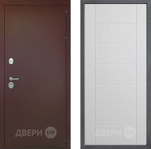 Входная металлическая Дверь Дверной континент Рубикон Медь Дизайн ФЛ-Лайн Белое дерево в Лыткарино