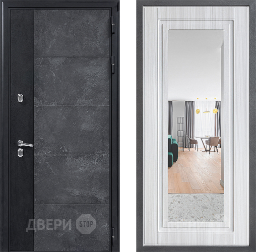 Дверь Дверной континент ДК-15 Бетон ТЕРМО ФЛЗ Зеркало Сандал белый в Лыткарино
