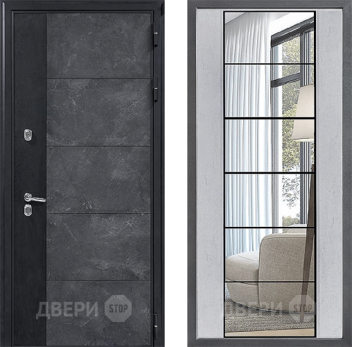 Входная металлическая Дверь Дверной континент ДК-15 Бетон ТЕРМО ФЛЗ-2 Зеркало Бетон светлый в Лыткарино