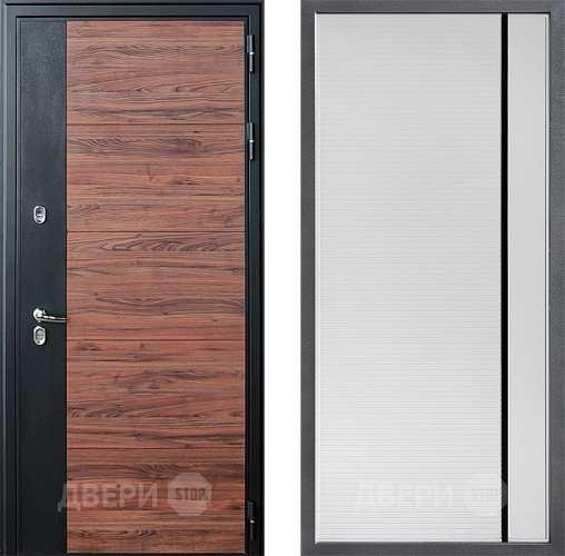 Входная металлическая Дверь Дверной континент ДК-15 Красное Дерево ТЕРМО ФЛ-757 Черное Стекло Софт милк в Лыткарино