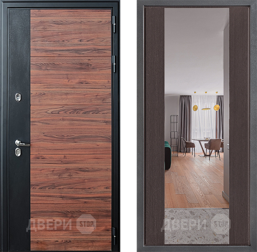 Входная металлическая Дверь Дверной континент ДК-15 Красное Дерево ТЕРМО ФЛЗ-1 Зеркало Венге в Лыткарино