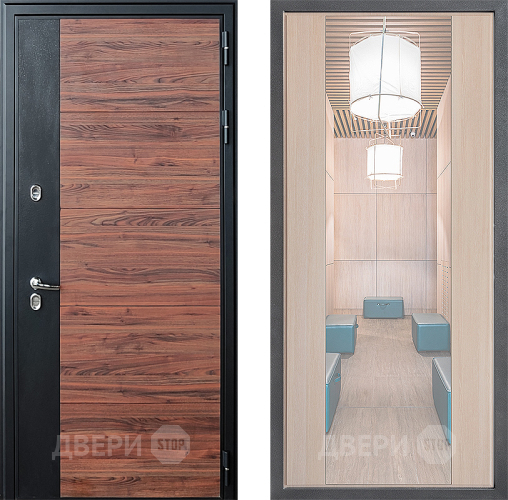 Входная металлическая Дверь Дверной континент ДК-15 Красное Дерево ТЕРМО ФЛЗ-1 Зеркало Капучино в Лыткарино