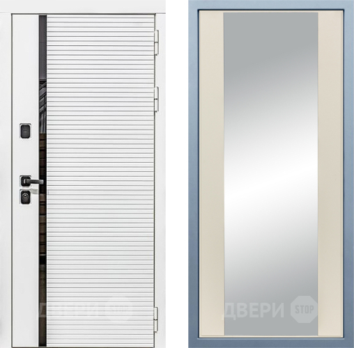 Входная металлическая Дверь Дива МХ-45 Белая STR Д-15 Зеркало Шампань в Лыткарино