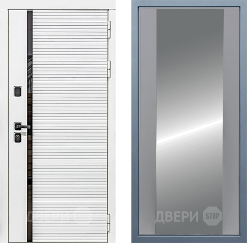 Входная металлическая Дверь Дива МХ-45 Белая STR Д-15 Зеркало Силк Маус в Лыткарино