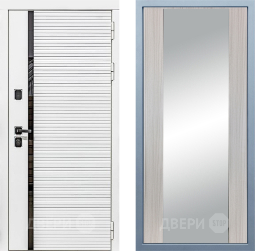 Входная металлическая Дверь Дива МХ-45 Белая STR Д-15 Зеркало Сандал белый в Лыткарино