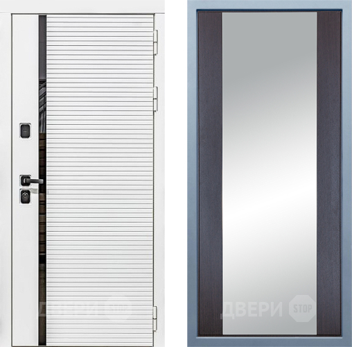 Входная металлическая Дверь Дива МХ-45 Белая STR Д-15 Зеркало Венге в Лыткарино