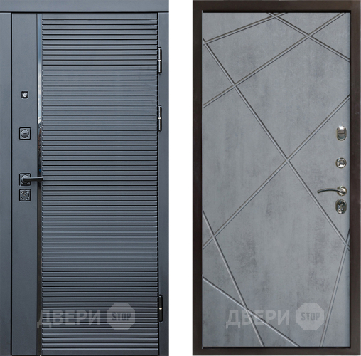 Входная металлическая Дверь Престиж Черная Линия Лучи Бетон темный в Лыткарино