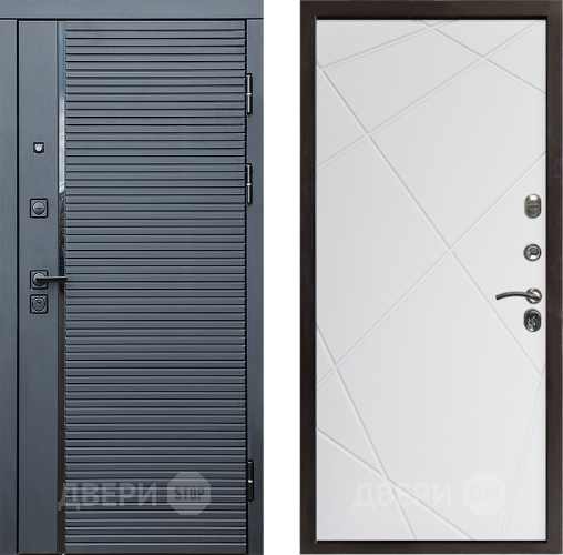 Входная металлическая Дверь Престиж Черная Линия Лучи Бетон белый в Лыткарино