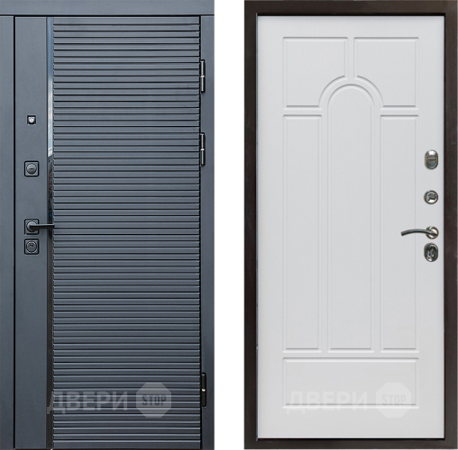 Входная металлическая Дверь Престиж Черная Линия Арка Белое дерево в Лыткарино