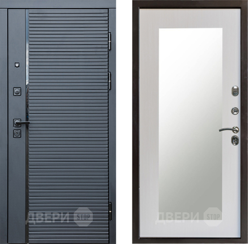 Входная металлическая Дверь Престиж Черная Линия Зеркло Пастораль Лиственница белая в Лыткарино