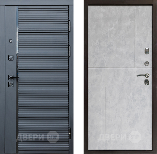 Входная металлическая Дверь Престиж Черная Линия Горизонт Бетон светлый в Лыткарино