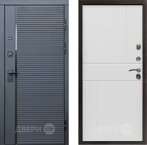 Входная металлическая Дверь Престиж Черная Линия Горизонт Бетон белый в Лыткарино
