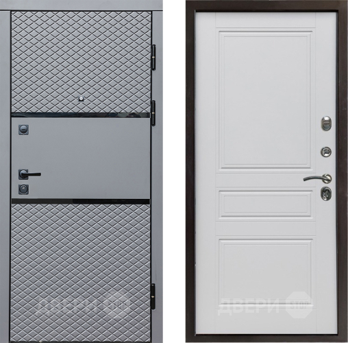 Входная металлическая Дверь Престиж Ромб Классика Белый матовый в Лыткарино