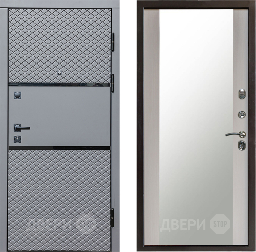Входная металлическая Дверь Престиж Ромб Зеркало Лиственница белая в Лыткарино