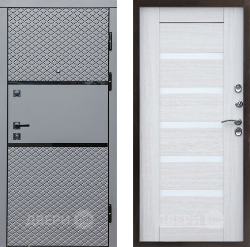 Входная металлическая Дверь Престиж Ромб Царга Лиственница белая в Лыткарино