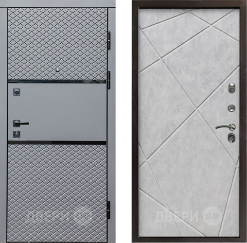 Входная металлическая Дверь Престиж Ромб Лучи Бетон светлый в Лыткарино
