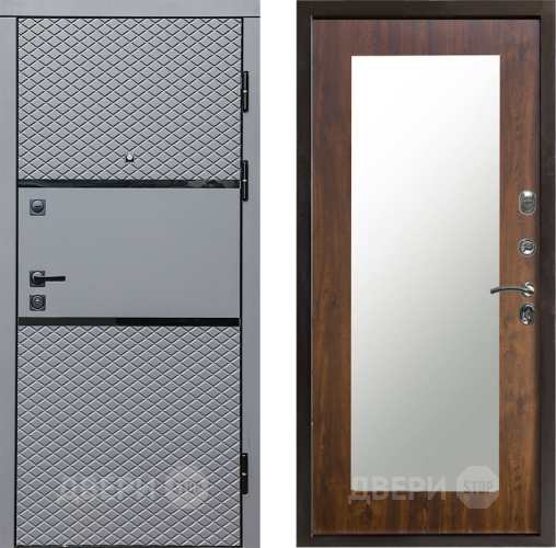 Входная металлическая Дверь Престиж Ромб Зеркло Пастораль Дуб в Лыткарино