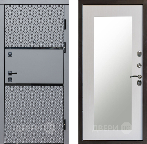 Входная металлическая Дверь Престиж Ромб Зеркло Пастораль Лиственница белая в Лыткарино