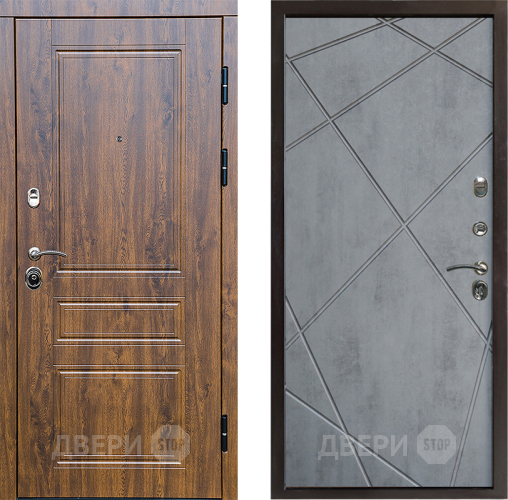 Входная металлическая Дверь Престиж Классика Дуб Лучи Бетон темный в Лыткарино