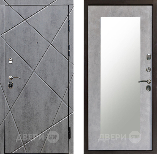 Входная металлическая Дверь Престиж Лучи Зеркло Пастораль Бетон светлый в Лыткарино