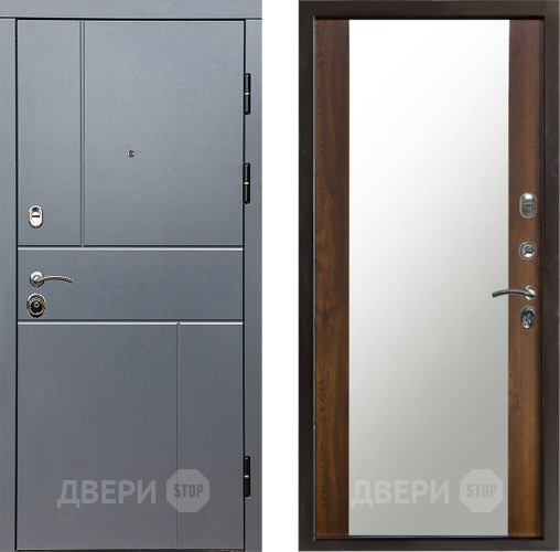 Входная металлическая Дверь Престиж Горизонт Грэй Зеркало Дуб в Лыткарино