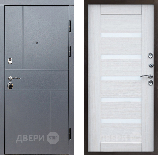 Входная металлическая Дверь Престиж Горизонт Грэй Царга Лиственница белая в Лыткарино