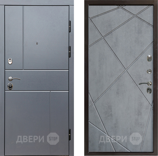 Входная металлическая Дверь Престиж Горизонт Грэй Лучи Бетон темный в Лыткарино