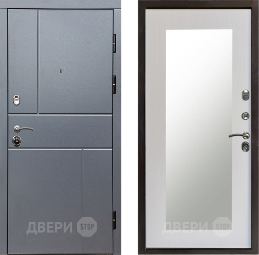 Входная металлическая Дверь Престиж Горизонт Грэй Зеркло Пастораль Лиственница белая в Лыткарино
