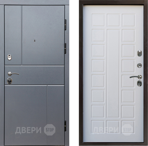 Входная металлическая Дверь Престиж Горизонт Грэй Престиж Белое дерево в Лыткарино