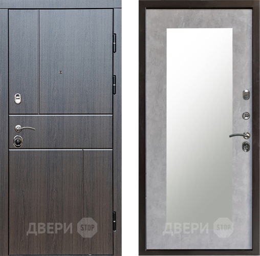 Входная металлическая Дверь Престиж Горизонт Венге Зеркло Пастораль Бетон светлый в Лыткарино