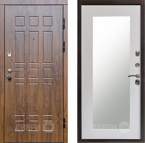 Входная металлическая Дверь Престиж Стандарт Зеркло Пастораль Лиственница белая в Лыткарино