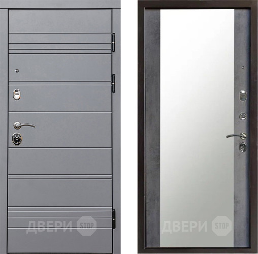 Входная металлическая Дверь Престиж Линия Грэй Зеркало Бетон темный в Лыткарино