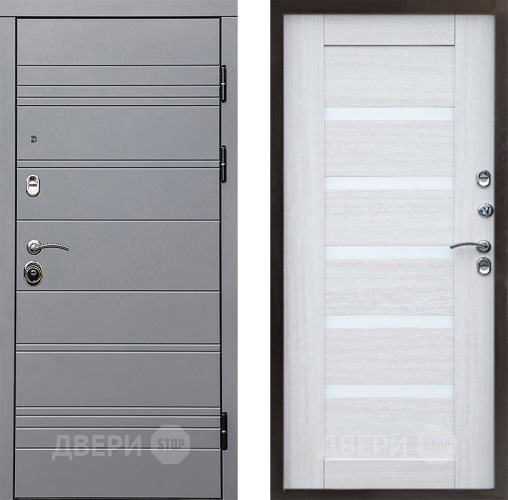Входная металлическая Дверь Престиж Линия Грэй Царга Лиственница белая в Лыткарино