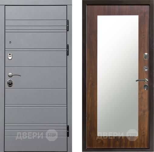 Входная металлическая Дверь Престиж Линия Грэй Зеркло Пастораль Дуб в Лыткарино