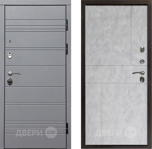 Входная металлическая Дверь Престиж Линия Грэй Горизонт Бетон светлый в Лыткарино