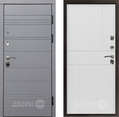 Входная металлическая Дверь Престиж Линия Грэй Горизонт Бетон белый в Лыткарино