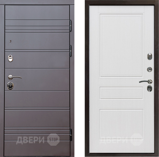 Входная металлическая Дверь Престиж Линия Браун Классика Белое дерево в Лыткарино