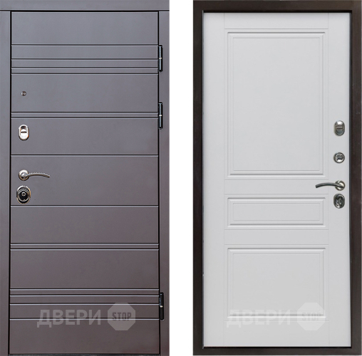 Входная металлическая Дверь Престиж Линия Браун Классика Белый матовый в Лыткарино