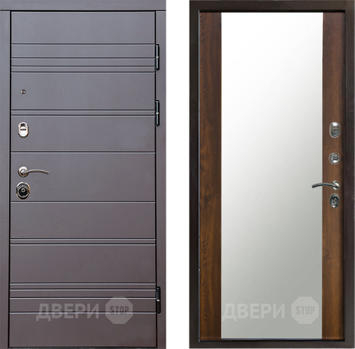 Входная металлическая Дверь Престиж Линия Браун Зеркало Дуб в Лыткарино