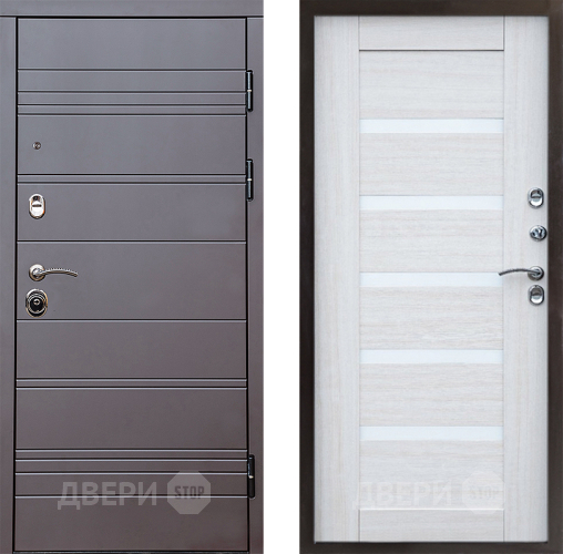 Входная металлическая Дверь Престиж Линия Браун Царга Лиственница белая в Лыткарино