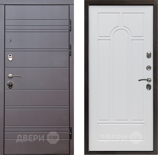 Входная металлическая Дверь Престиж Линия Браун Арка Белое дерево в Лыткарино