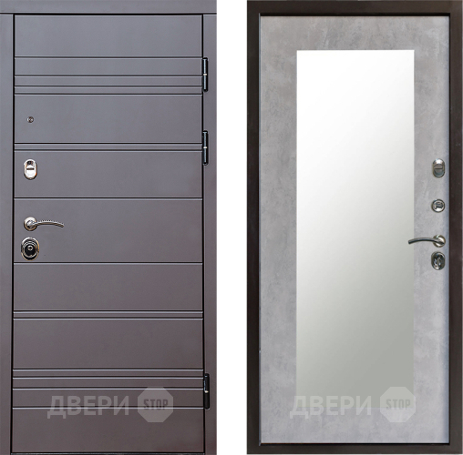 Дверь Престиж Линия Браун Зеркло Пастораль Бетон светлый в Лыткарино