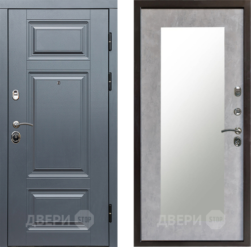 Входная металлическая Дверь Престиж Премиум Зеркло Пастораль Бетон светлый в Лыткарино