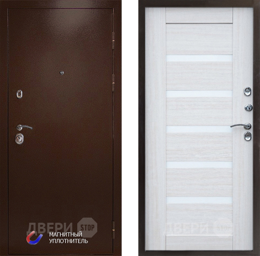 Входная металлическая Дверь Престиж Медь Царга Лиственница белая в Лыткарино