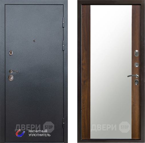 Входная металлическая Дверь Престиж Графит Зеркало Дуб в Лыткарино