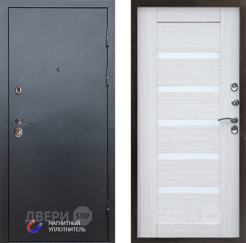 Входная металлическая Дверь Престиж Графит Царга Лиственница белая в Лыткарино
